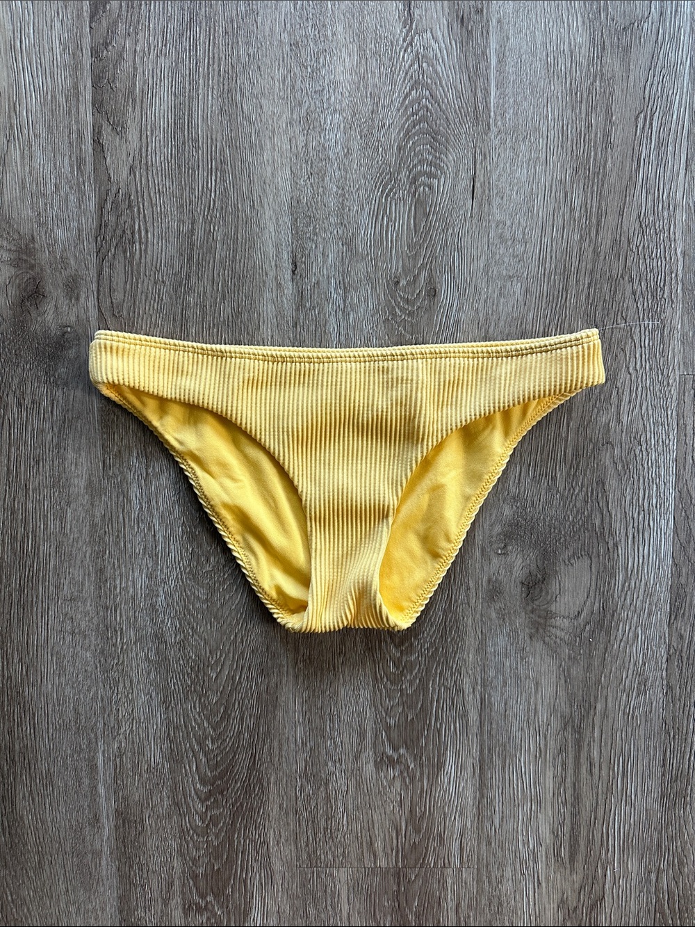 Hollister Ribbed Low Rise Bikini Bottom Yellow Small